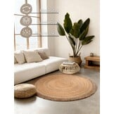 Rond Gevlochten Jute Vloerkleed Naturel Goud