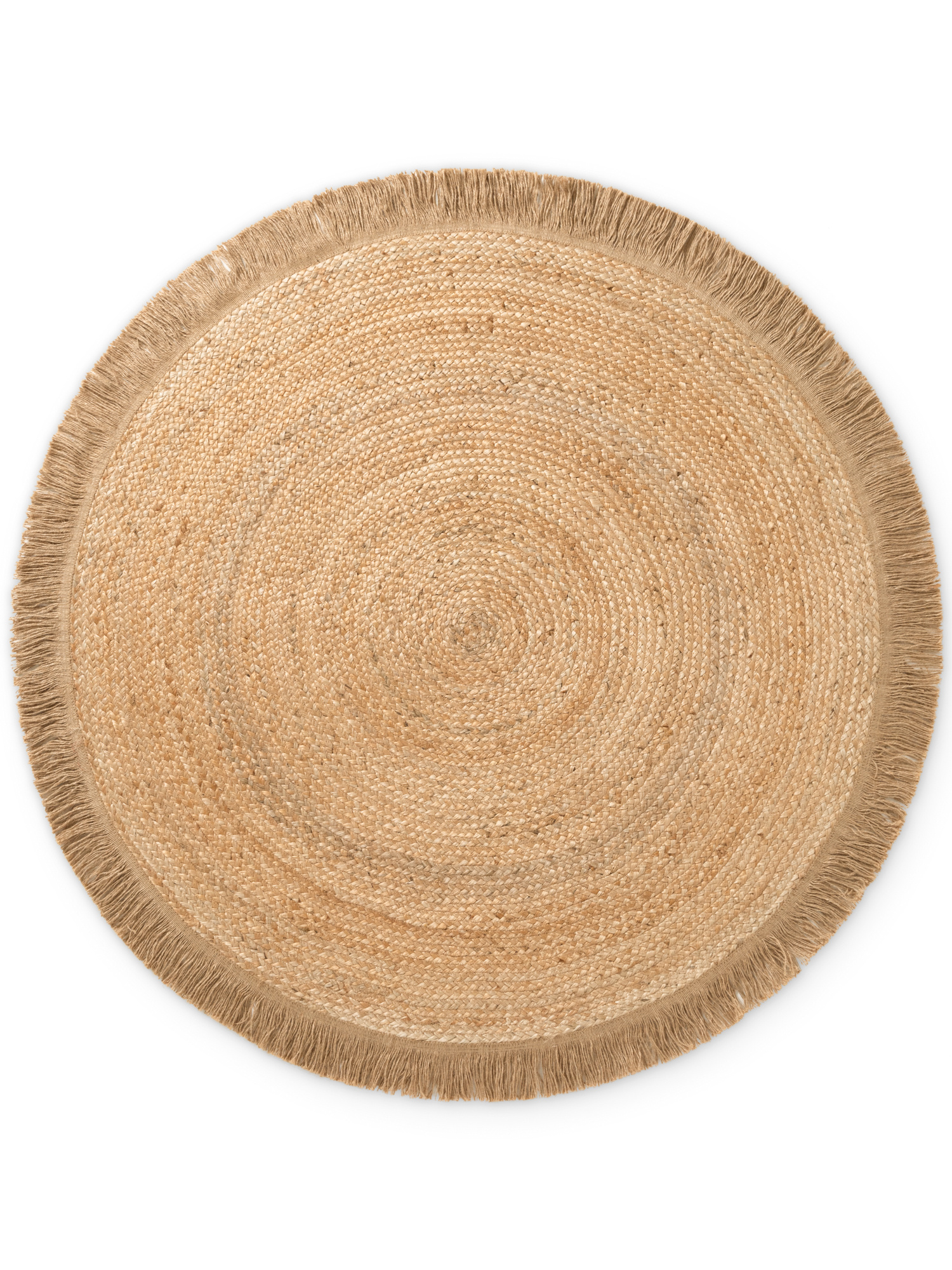 Rond Gevlochten Jute Vloerkleed Naturel Goud