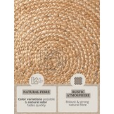 Rond Gevlochten Jute Vloerkleed Naturel Goud