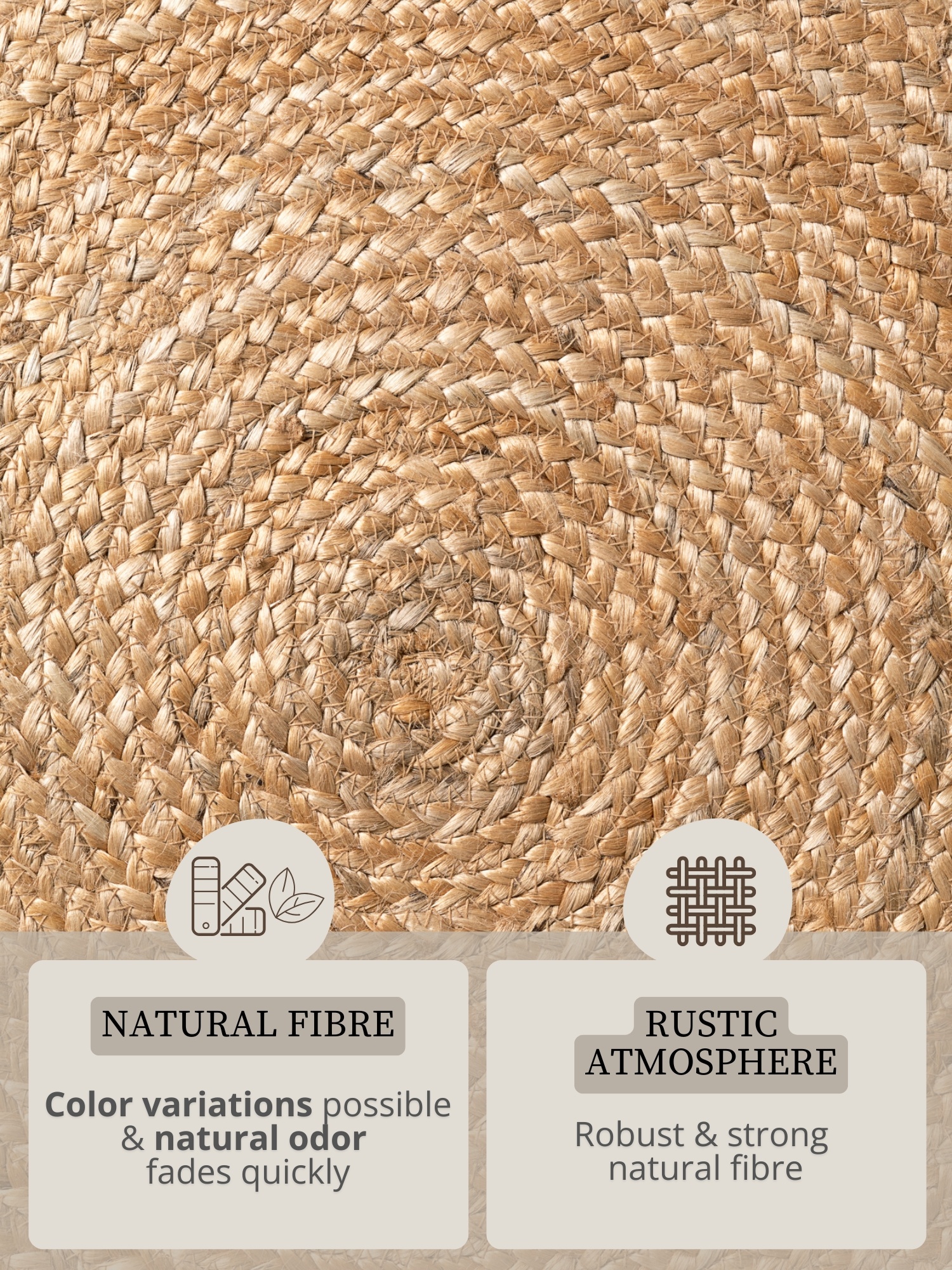 Rond Gevlochten Jute Vloerkleed Naturel Goud