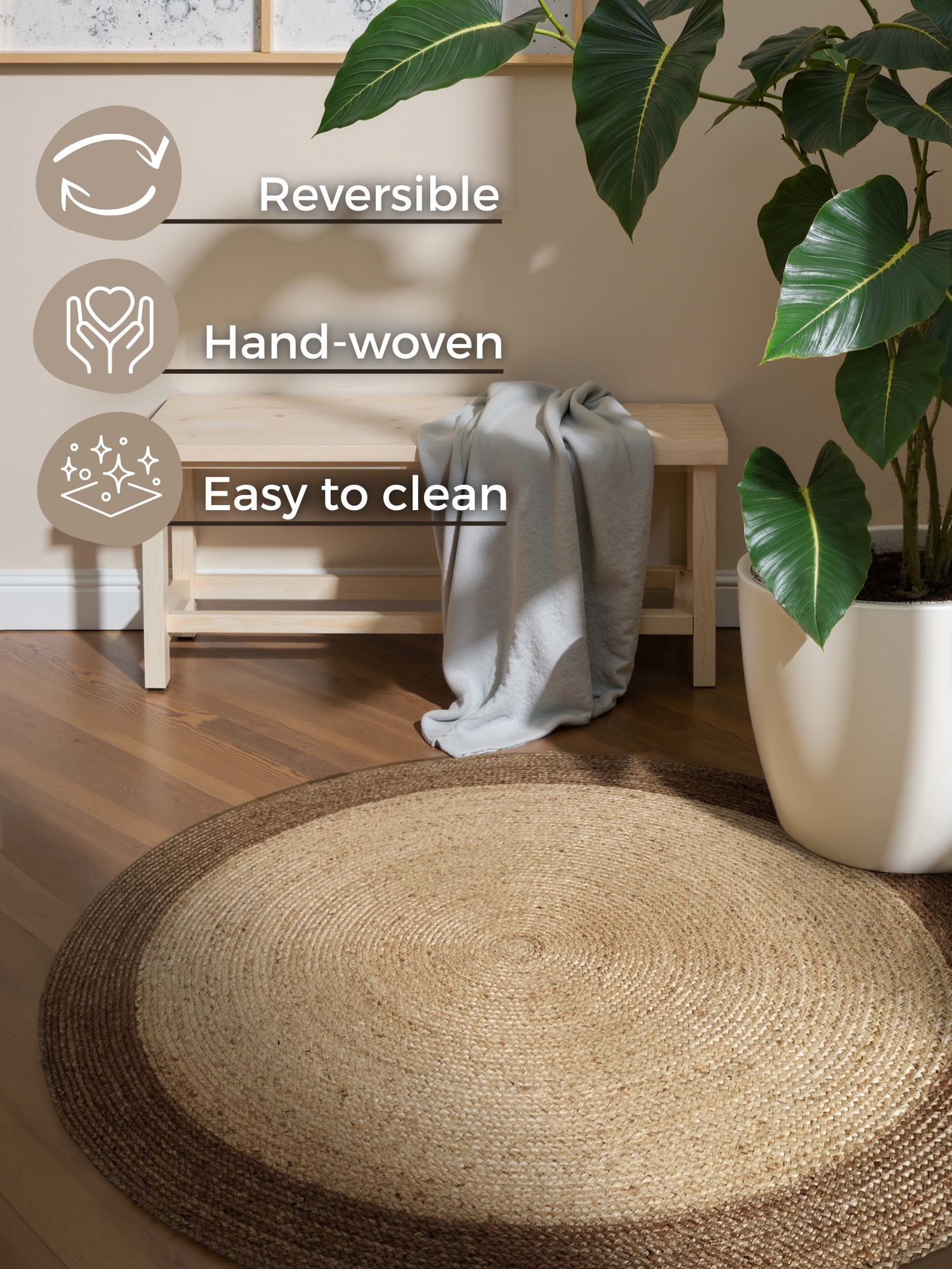 Rond Jute Vloerkleed Jutta Taupe