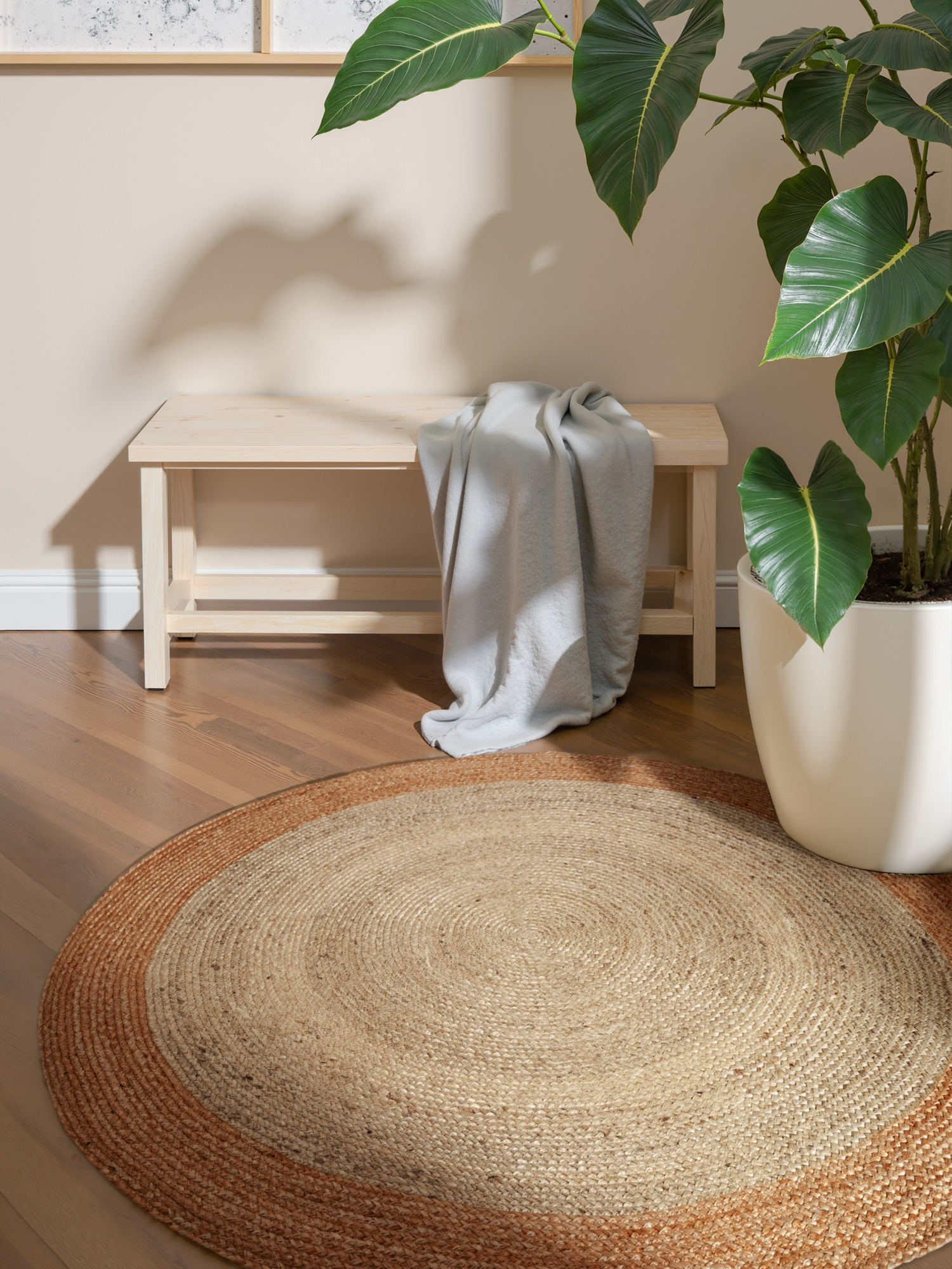 Rond Jute Vloerkleed Jutta Creme