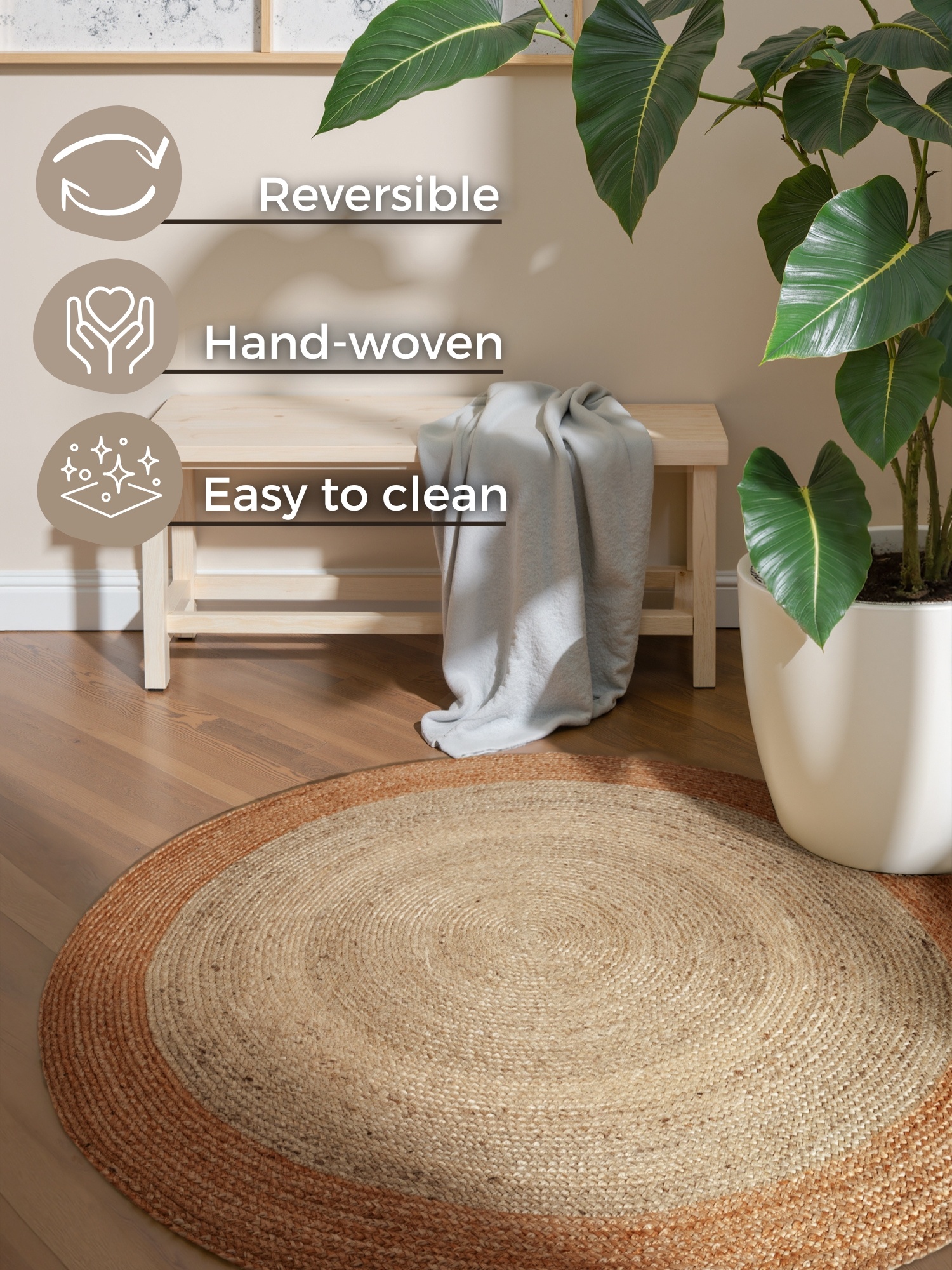 Rond Jute Vloerkleed Jutta Creme