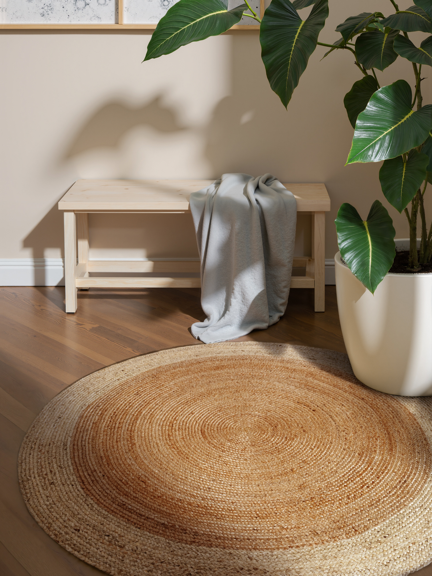 Rond Jute Vloerkleed Jutta Goud