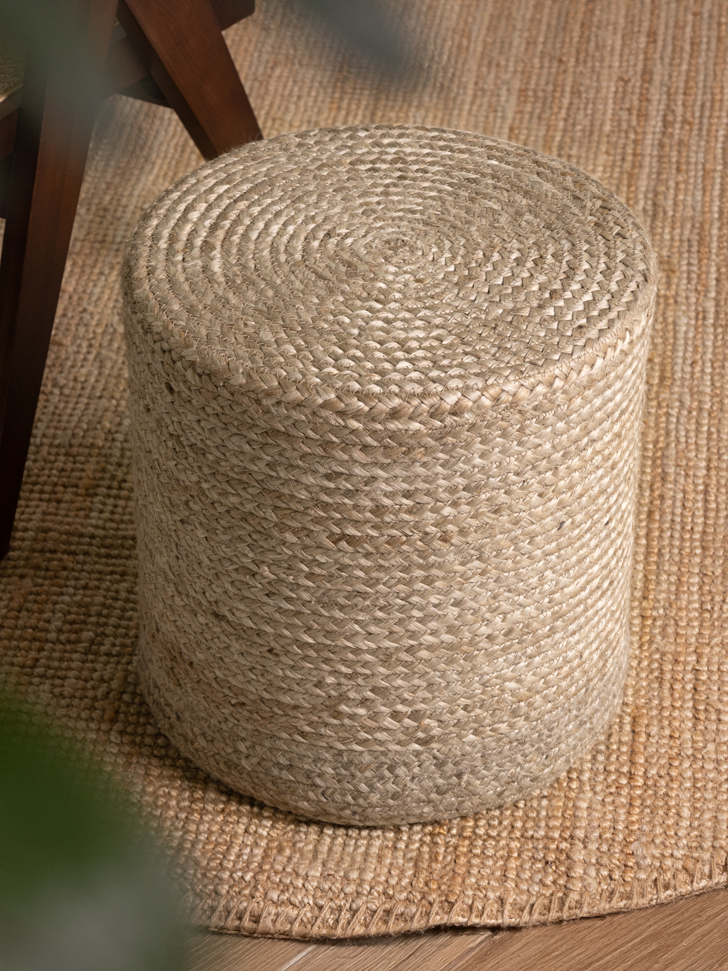 Jute Poef Jutta Creme Grijs