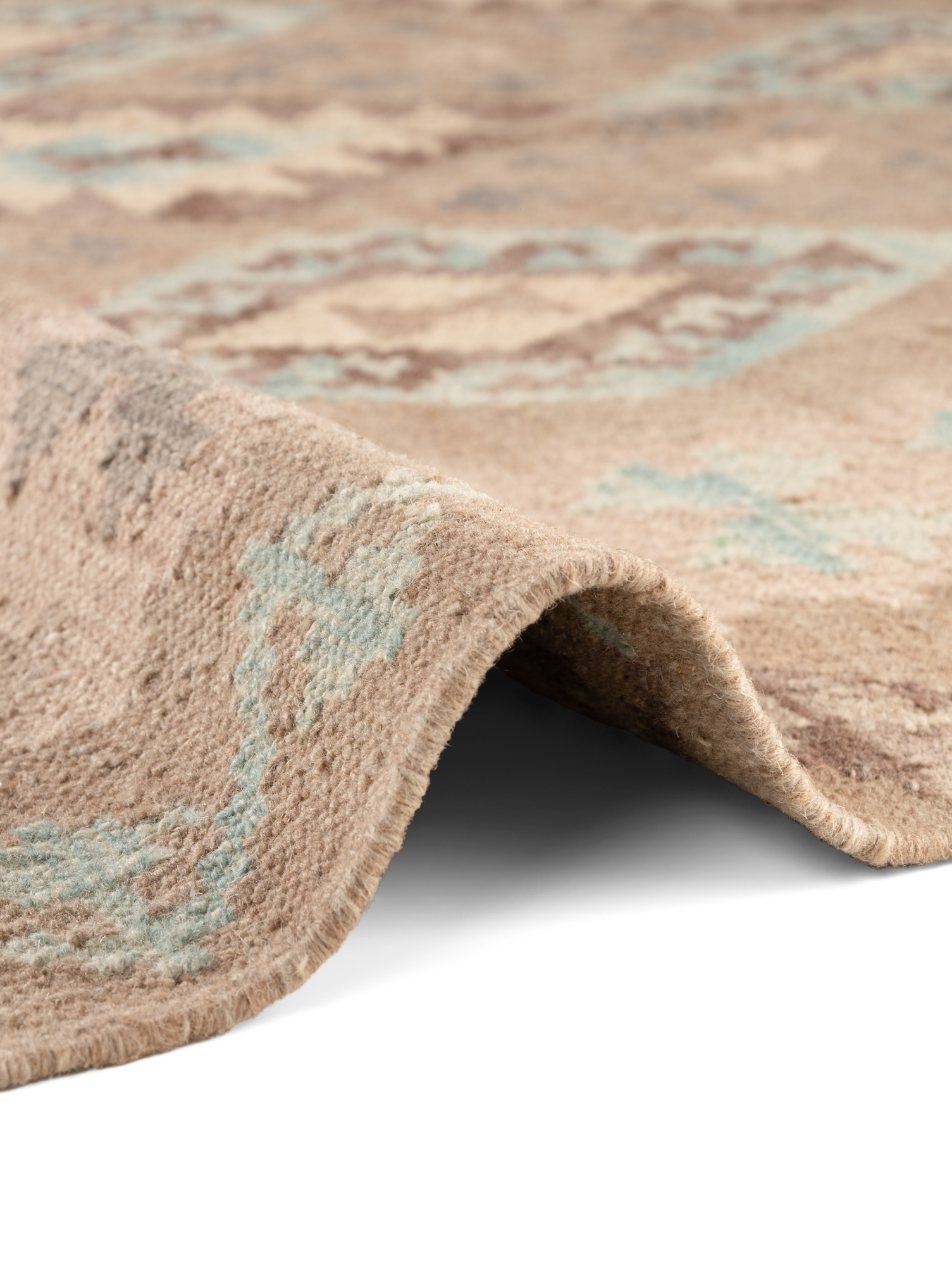 Afghaans Kelim Vloerkleed Dune Beige Lichtblauw