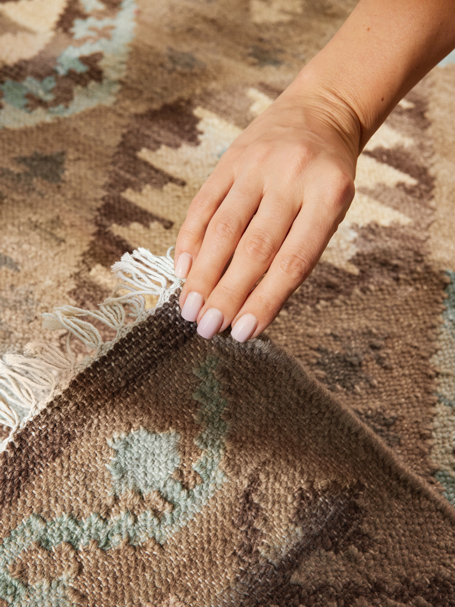 Afghaans Kelim Vloerkleed Dune Beige Lichtblauw
