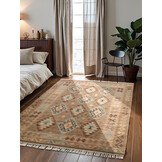 Afghaans Kelim Vloerkleed Dune Beige Lichtblauw