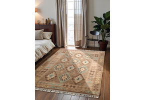 Afghaans Kelim Vloerkleed Dune Beige Lichtblauw