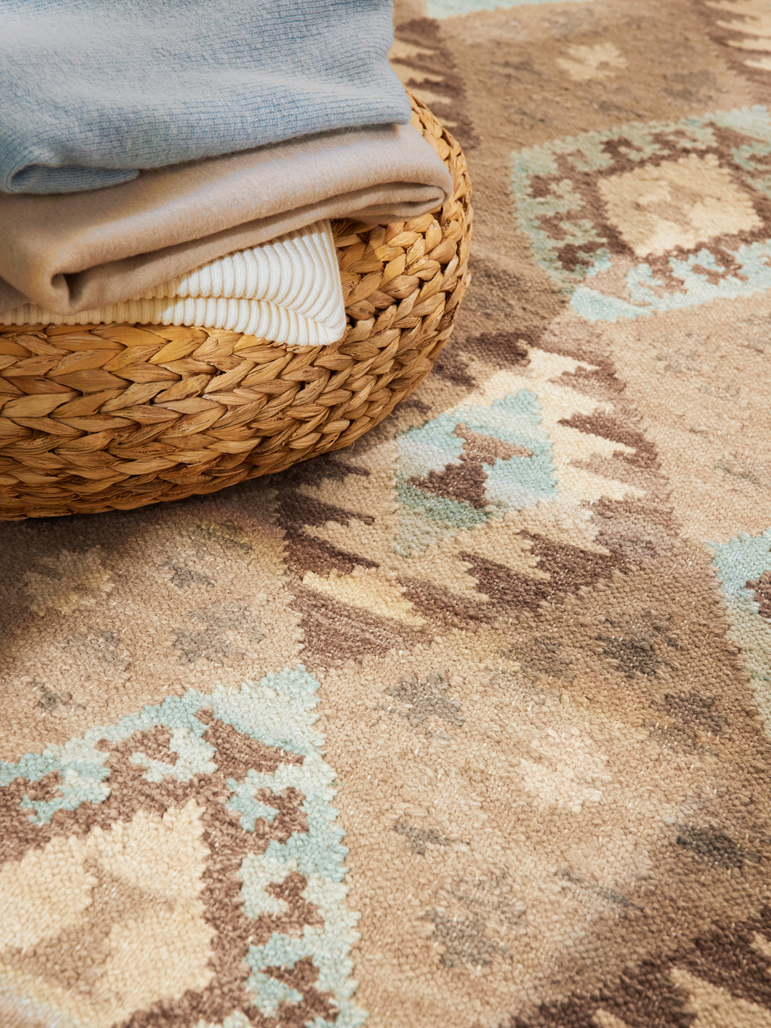 Afghaans Kelim Vloerkleed Dune Beige Lichtblauw