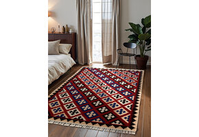 Afghaans Kelim Vloerkleed Rami Creme Multikleur