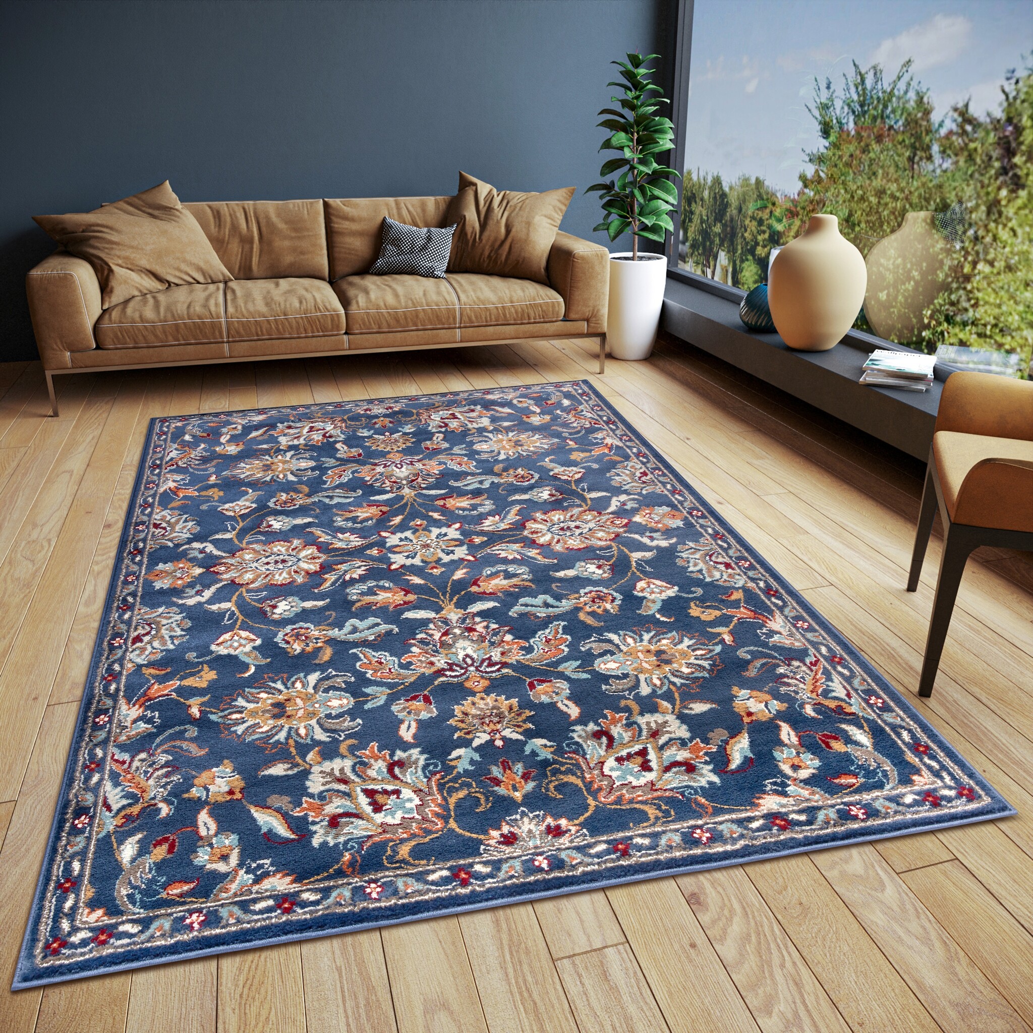 Oosters Vloerkleed Caracci Blauw Multikleur