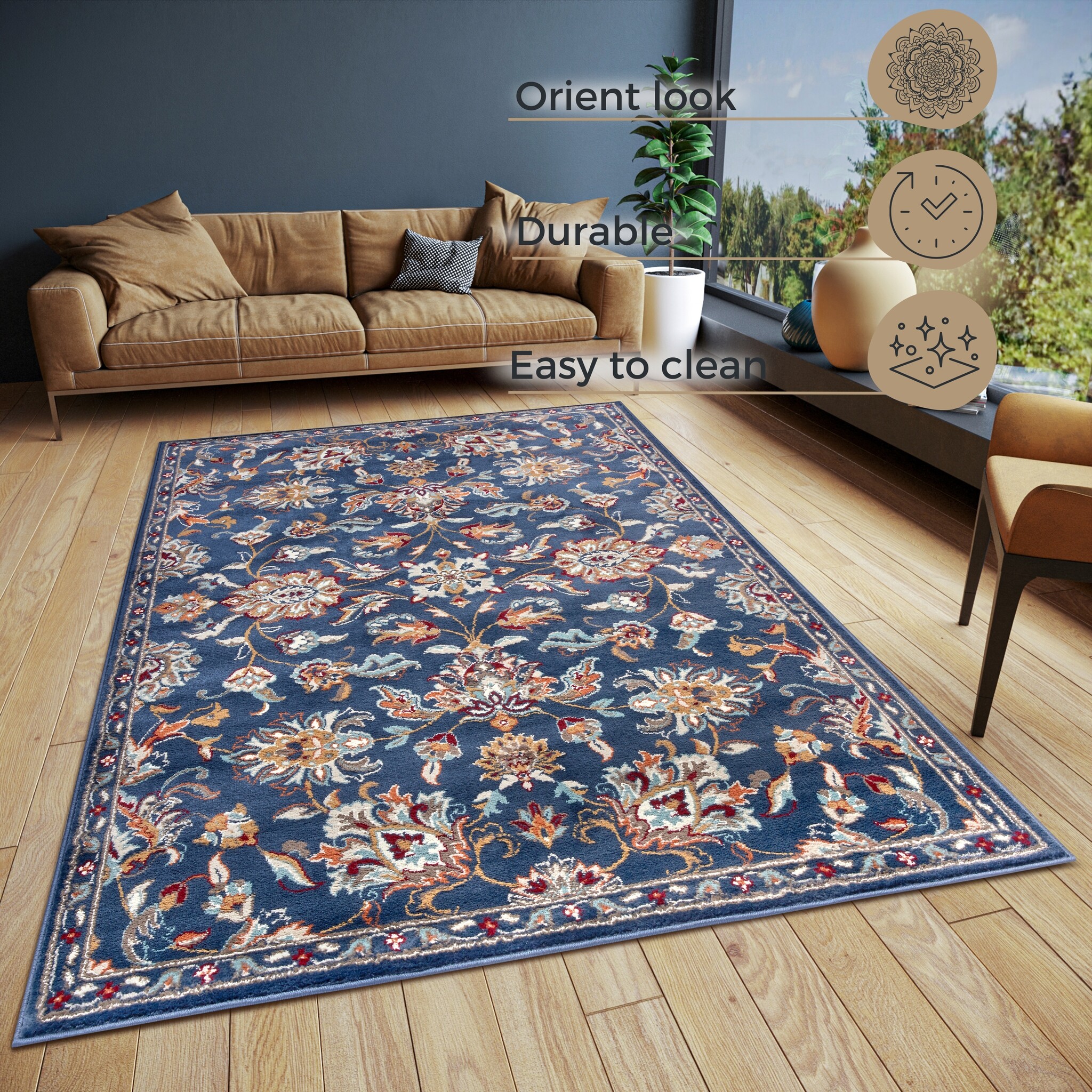 Oosters Vloerkleed Caracci Blauw Multikleur