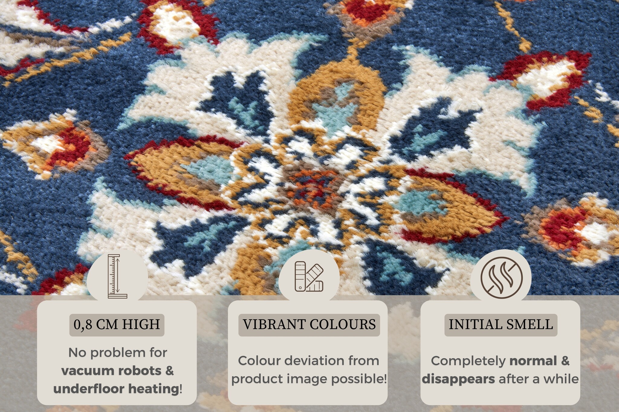 Oosters Vloerkleed Caracci Blauw Multikleur