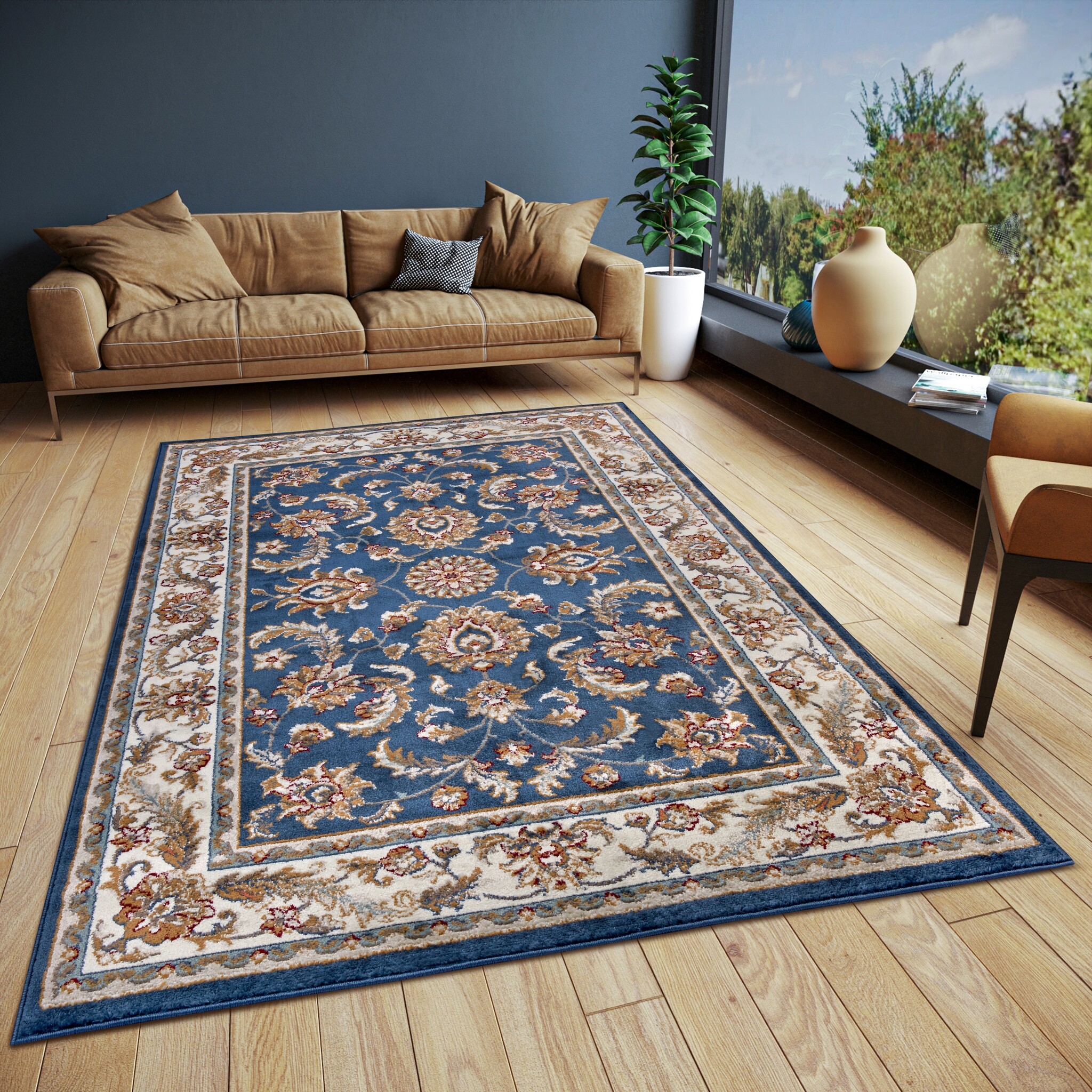 Oosters Vloerkleed Reni Blauw Creme