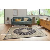 Oosters Velours Vloerkleed Antik Nain Donkerblauw Creme