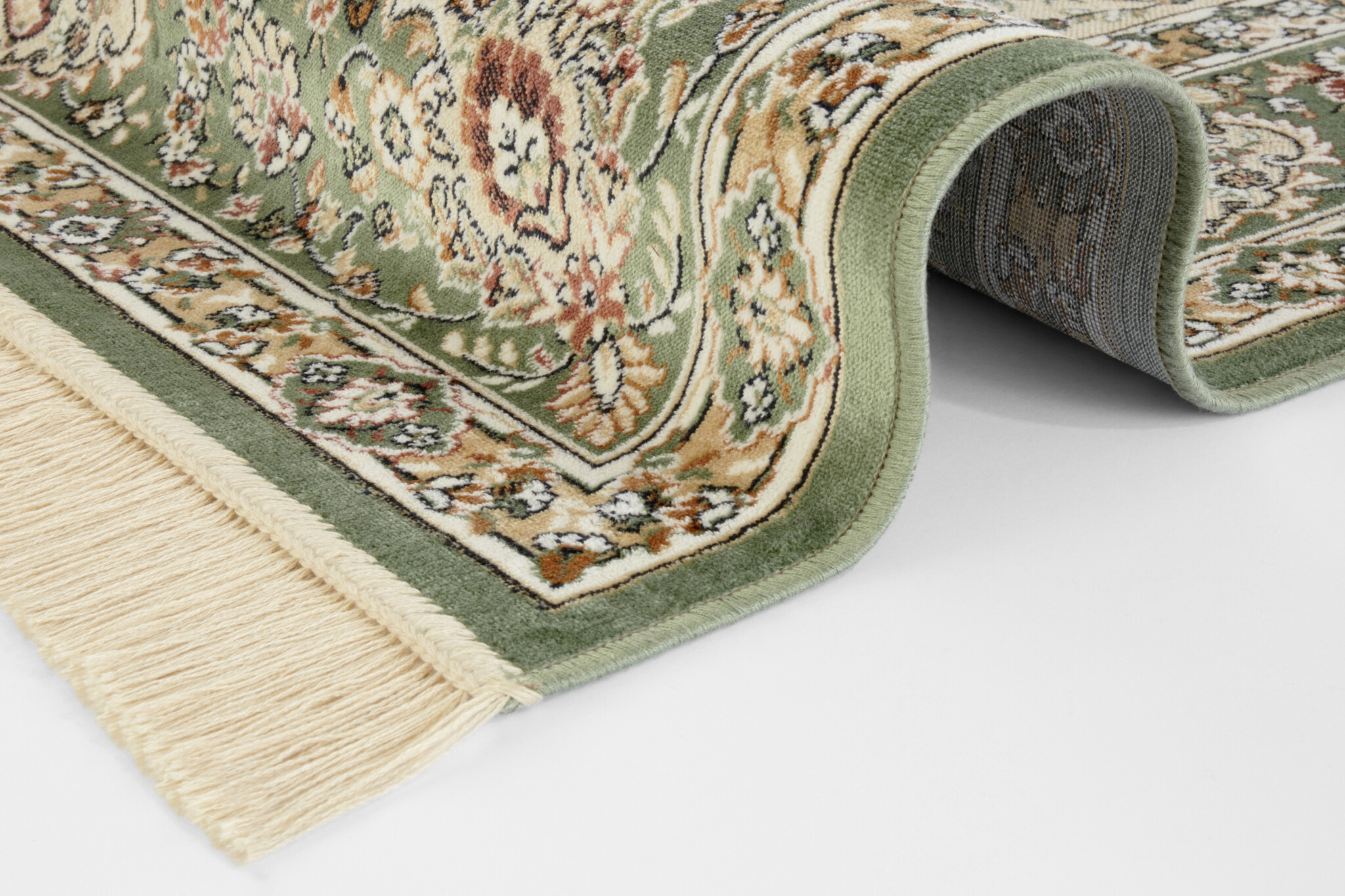 Oosters Velours Vloerkleed Antik Nain Creme Groen