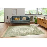 Oosters Velours Vloerkleed Antik Nain Creme Groen