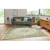 Oosters Velours Vloerkleed Antik Nain Creme Groen