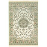 Oosters Velours Vloerkleed Antik Nain Creme Groen
