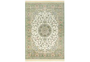 Oosters Velours Vloerkleed Antik Nain Creme Groen