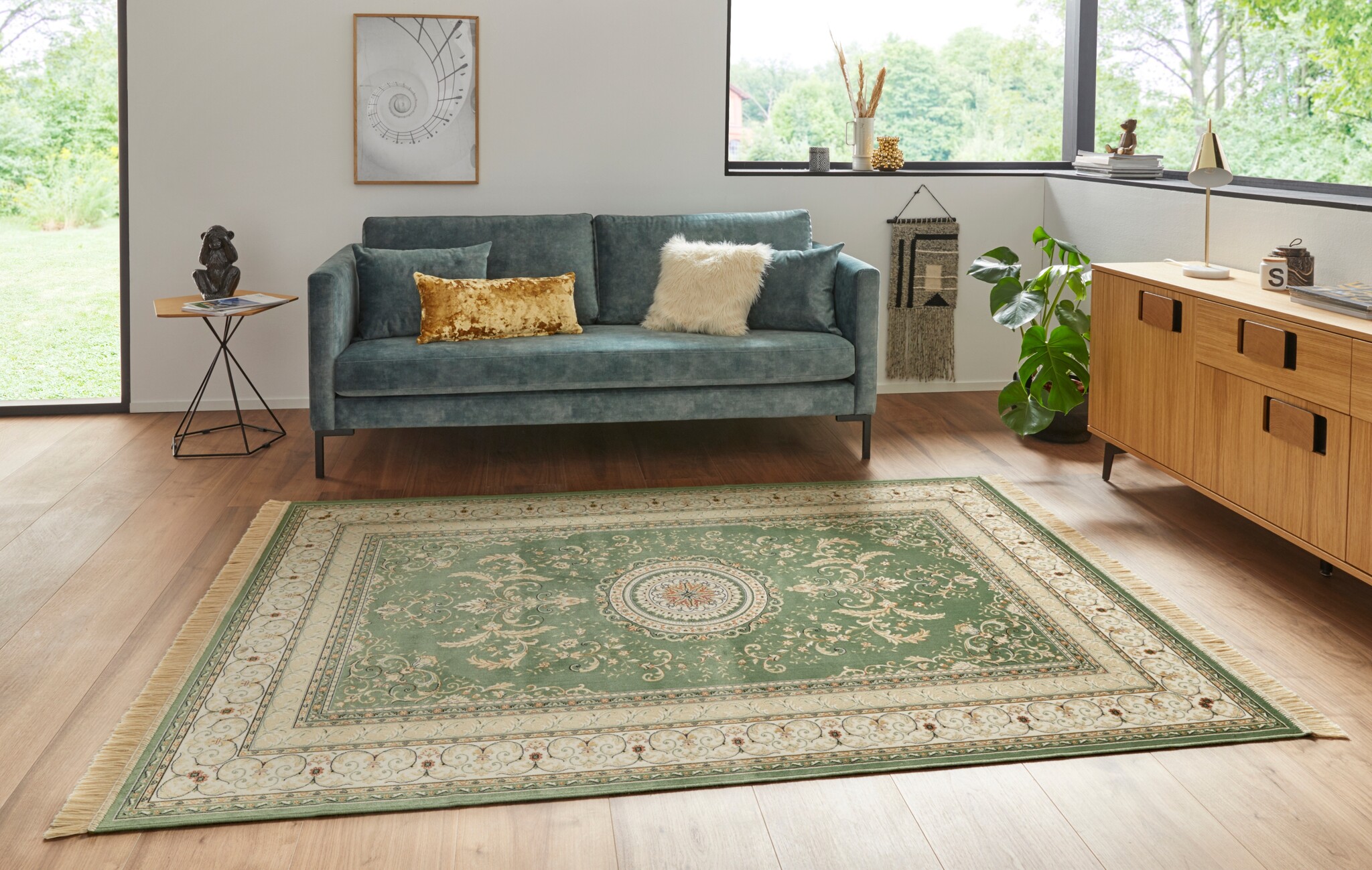 Oosters Velours Vloerkleed Antik Negar Groen