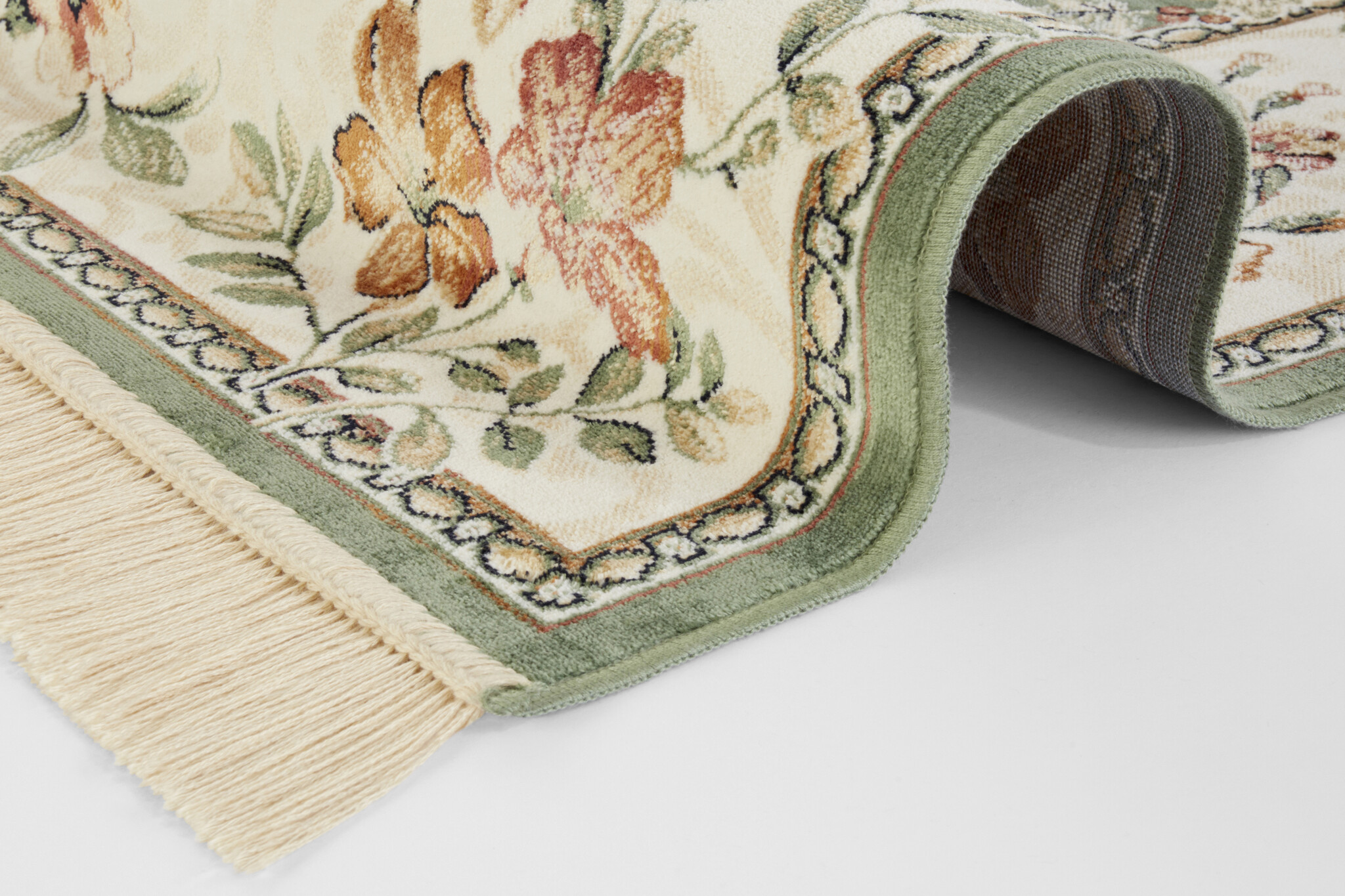 Oosters Velours Vloerkleed Flowers Groen