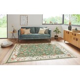 Oosters Velours Vloerkleed Flowers Groen