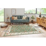 Oosters Velours Vloerkleed Flowers Groen