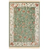 Oosters Velours Vloerkleed Flowers Groen