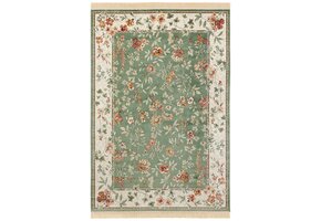 Oosters Velours Vloerkleed Flowers Groen