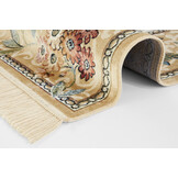Oosters Velours Vloerkleed Flowers Creme