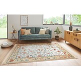 Oosters Velours Vloerkleed Flowers Creme
