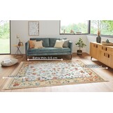 Oosters Velours Vloerkleed Flowers Creme