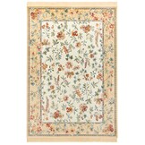Oosters Velours Vloerkleed Flowers Creme