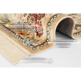 Oosters Velours Vloerkleed Flowers Creme