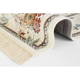 Oosters Velours Vloerkleed Flowers Creme
