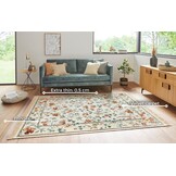 Oosters Velours Vloerkleed Flowers Creme