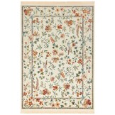 Oosters Velours Vloerkleed Flowers Creme