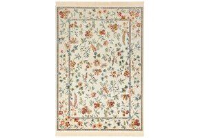 Oosters Velours Vloerkleed Flowers Creme