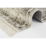 Oosters Velours Vloerkleed Vintage Medaillon Creme