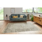 Oosters Velours Vloerkleed Vintage Medaillon Creme