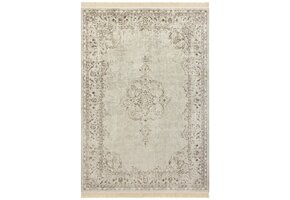 Oosters Velours Vloerkleed Vintage Medaillon Creme