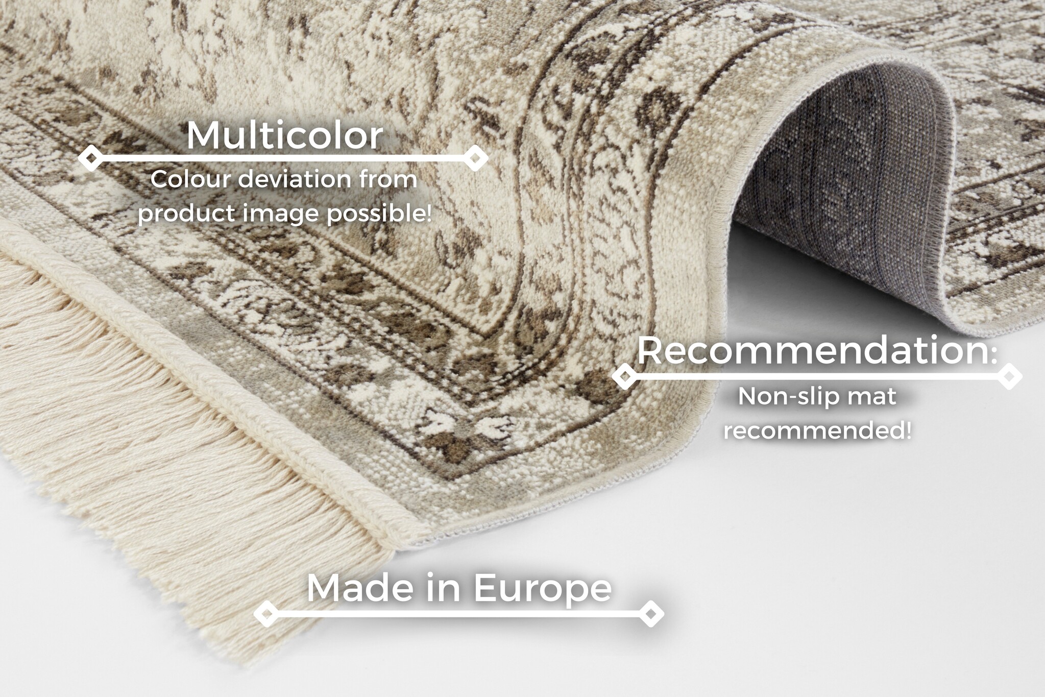 Oosters Velours Vloerkleed Vintage Medaillon Creme