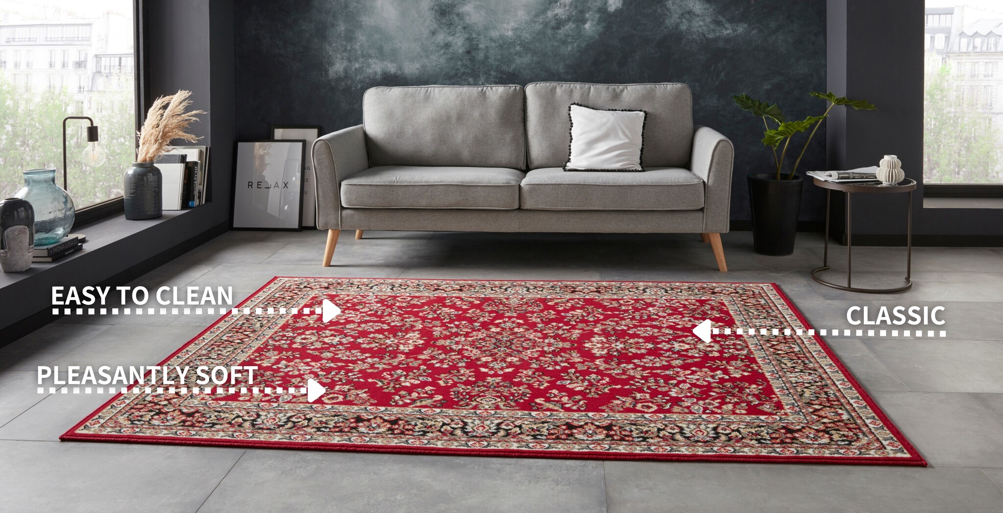 Oosters Velours Vloerkleed Klassiek Rood