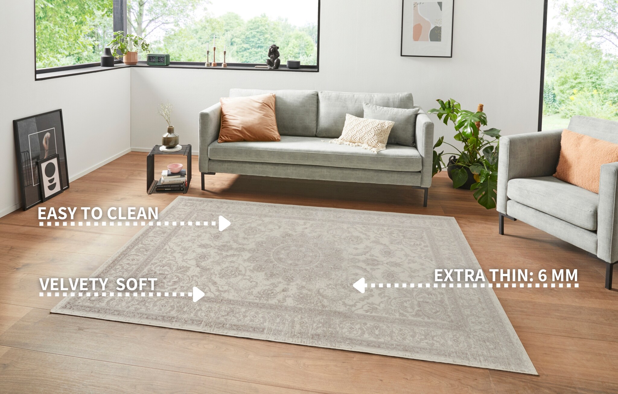 Oosters Velours Vloerkleed Orient Creme