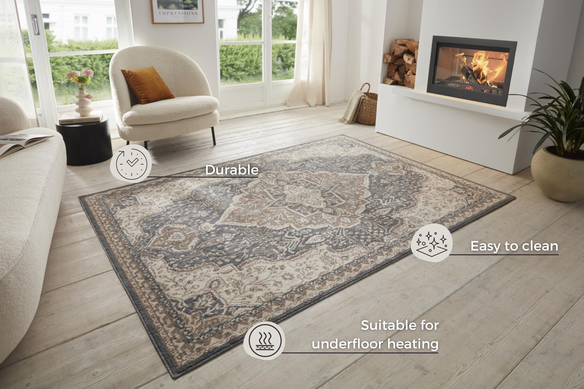 Vintage Vloerkleed Terrain Zwart Bruin