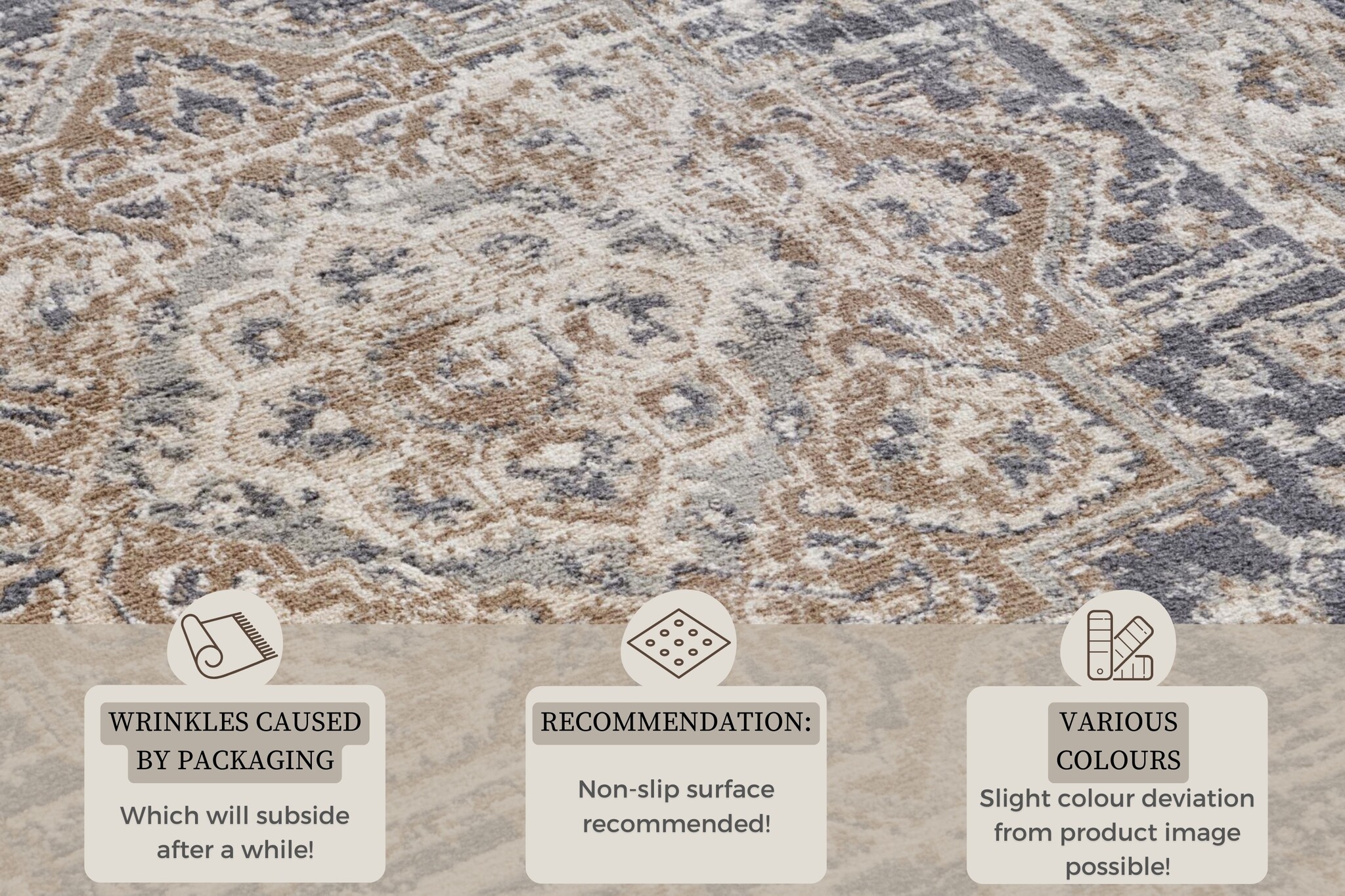 Vintage Vloerkleed Sand Creme Blauw