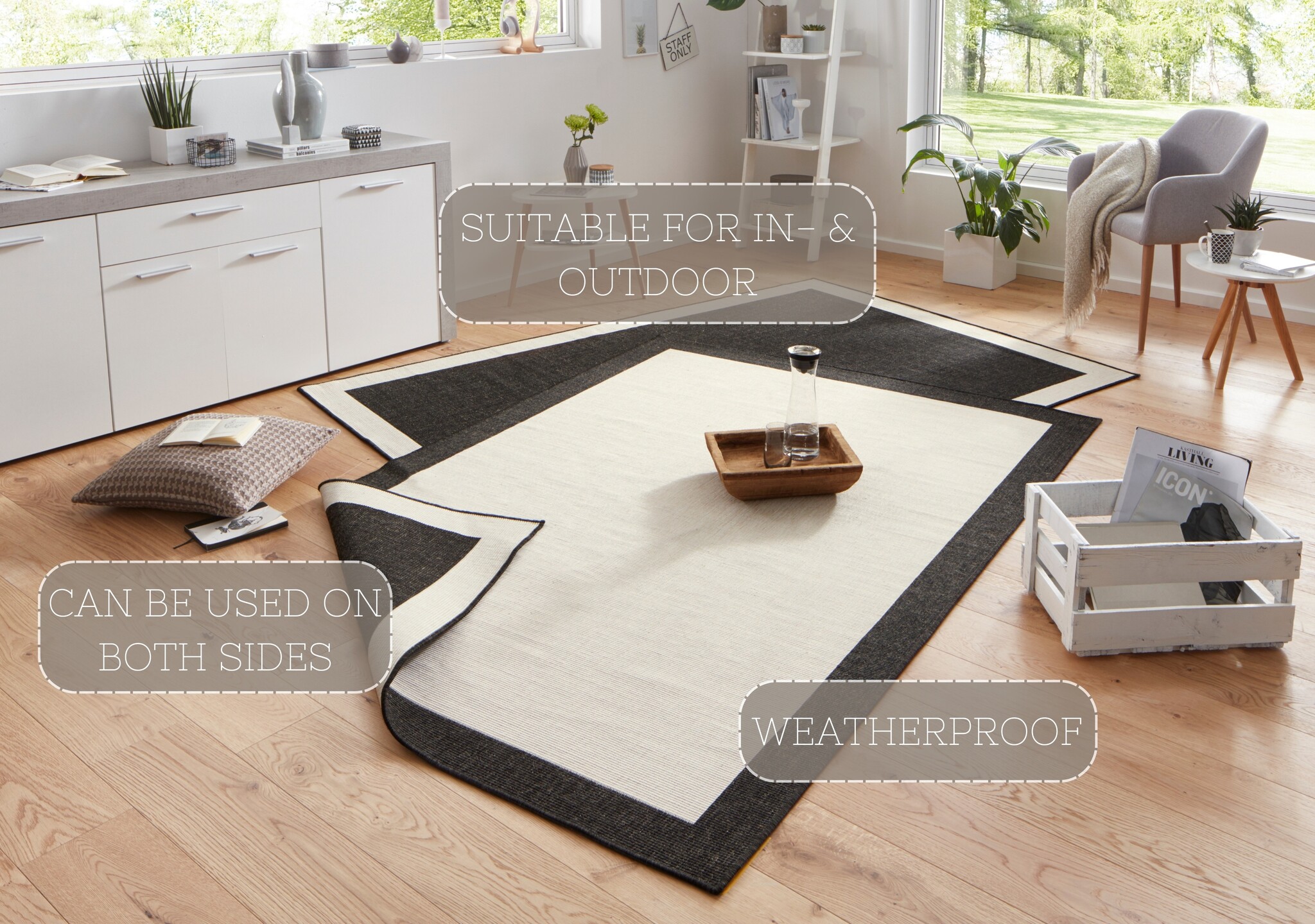 Buitenkleed Panama Zwart Wit