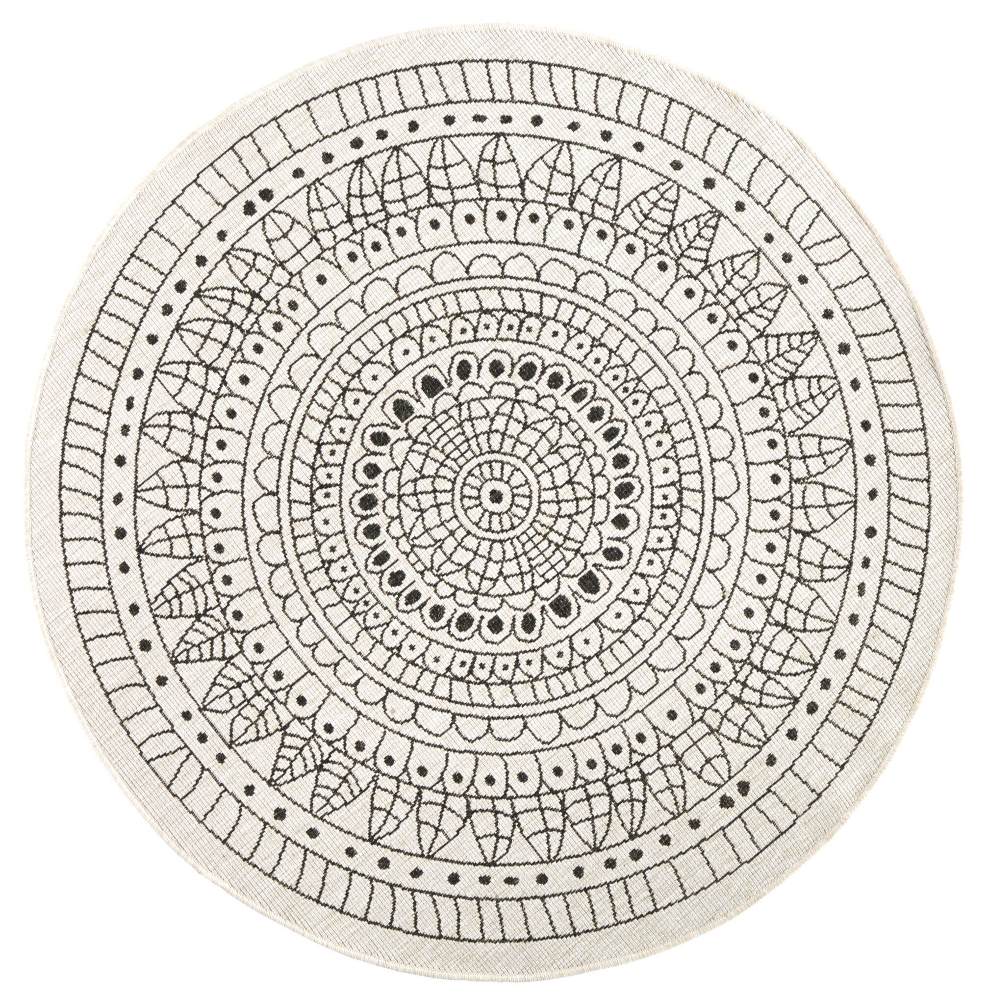 Buitenkleed Porto Rond Zwart Creme